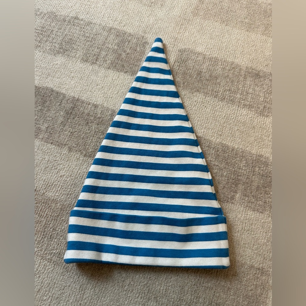 Kate Quinn Blue and White Striped Gnome Hat (Size 12-18 Months)